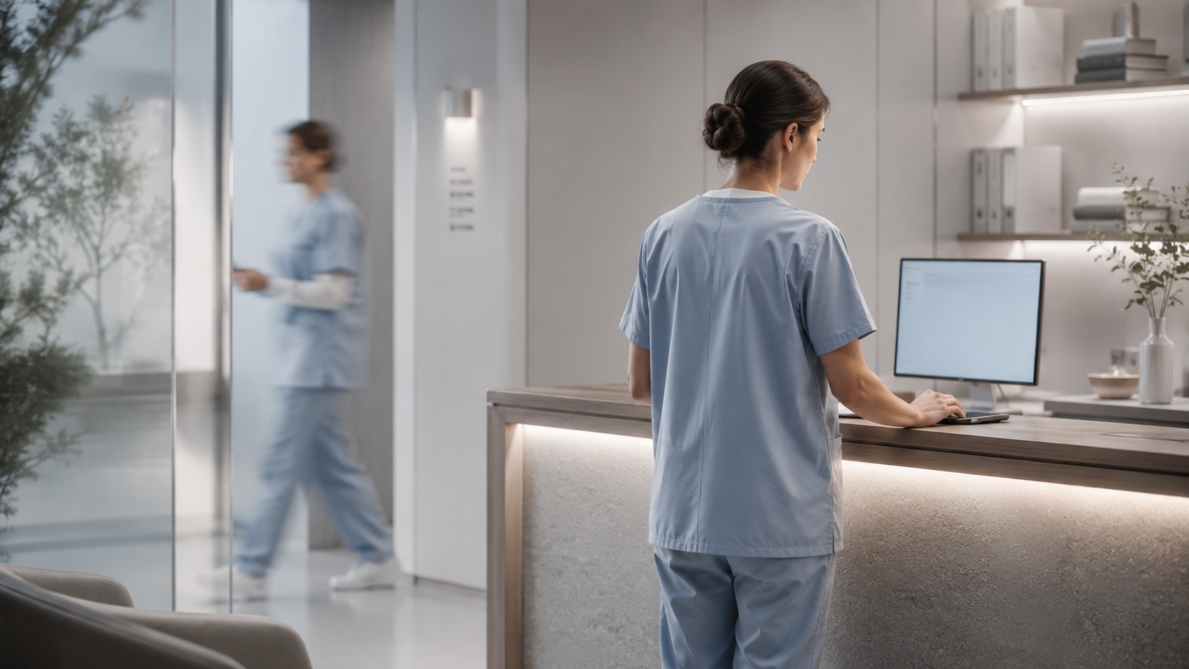 Ajoura – resepsjon og pasientmottak i en moderne klinikk.